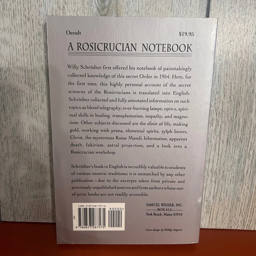 A Rosicrucian Notebook Willy Schrodter Secret Sciences Occult 1992 Samuel Weiser